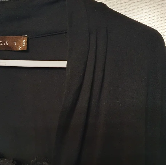 Maggie T black long sleeve top with lace detail - Picture 2 of 4